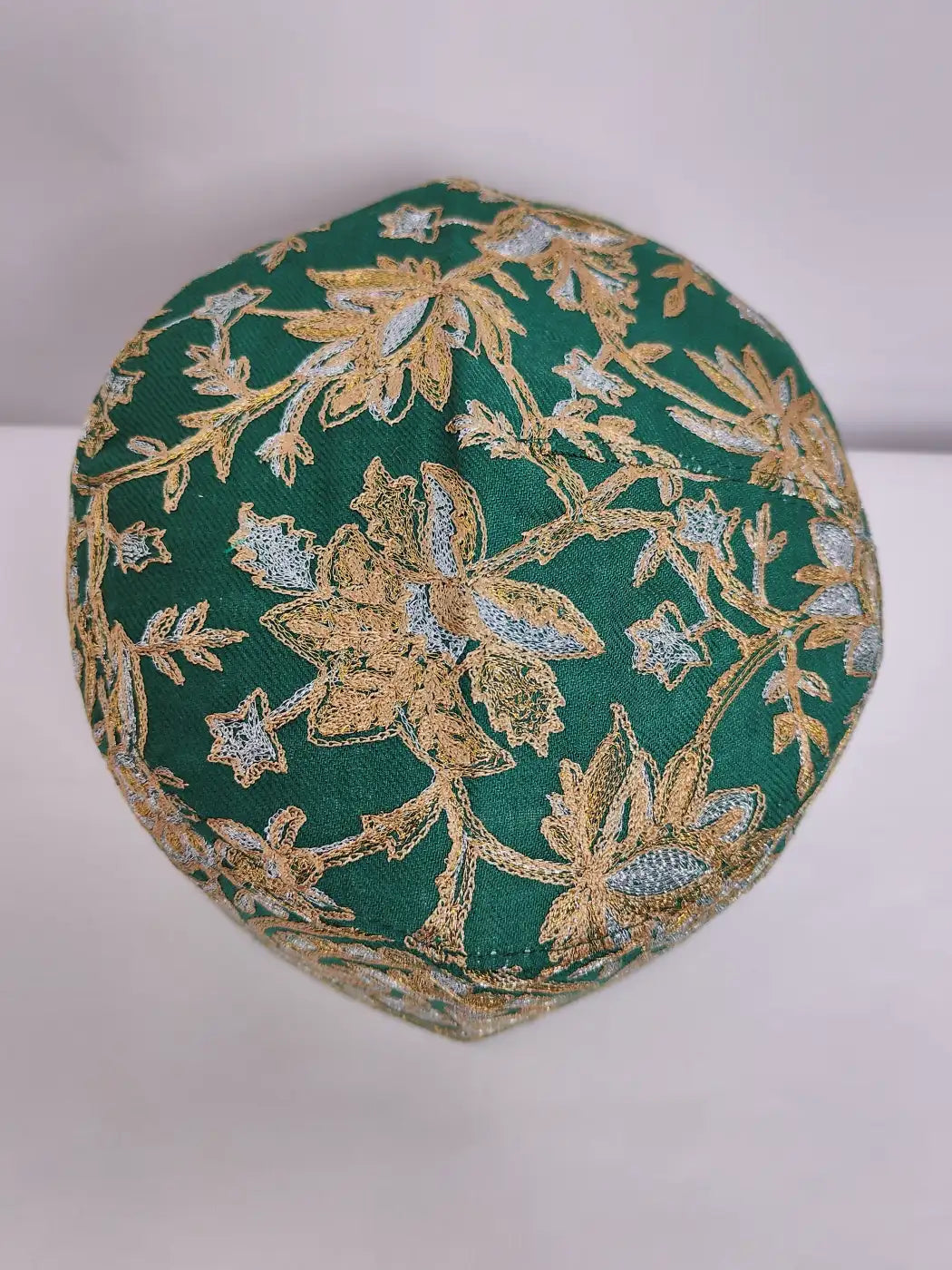 Kashmiri green cap in green with zari tilla work