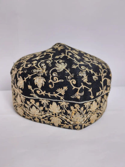 Kashmir handmade cap with zari work all over and border