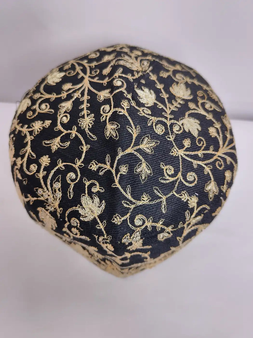 Kashmiri cap with zari embroidery on top side 