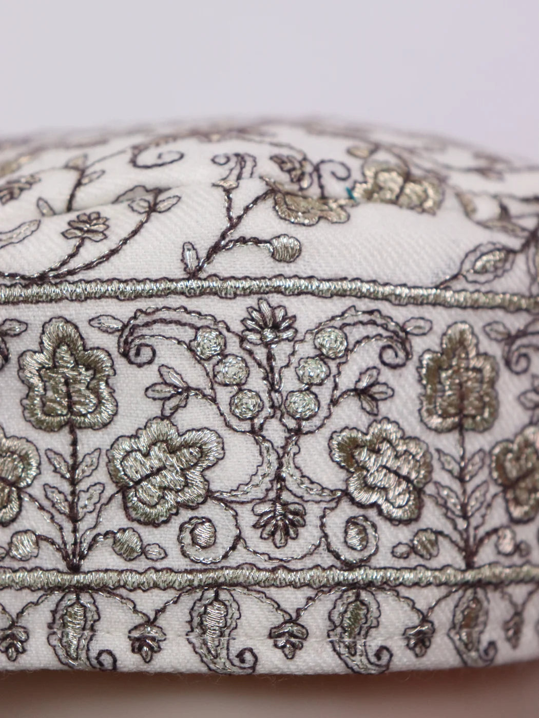 Bulbul kashmiri Classic white Zari Work Cap | Topi for Gents