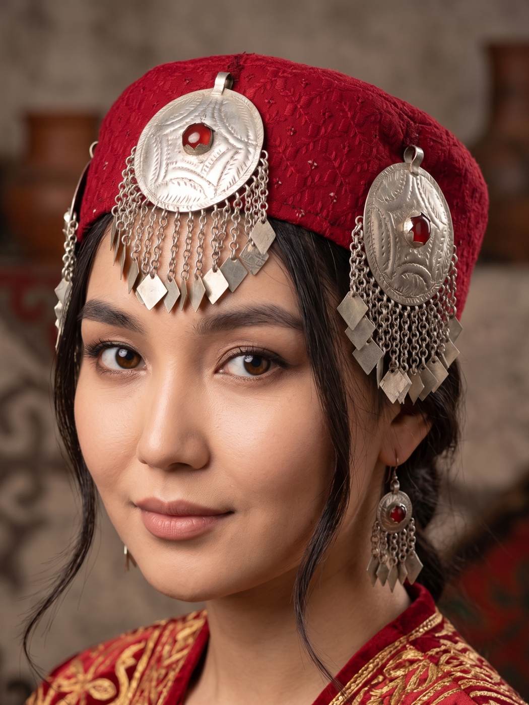 Kashmiri Kasaba Womens Cap With Vintage Jewelry | Gulnoor