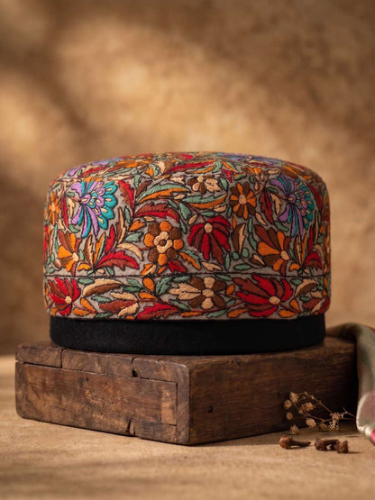 Kashmiri classic cap with sozni embroidery