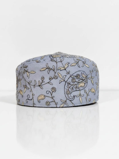 Nafees Zari Work Round Grey Mens Cap
