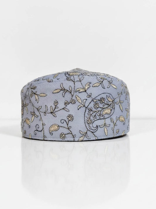 Nafees Zari Work Round Grey Mens Cap