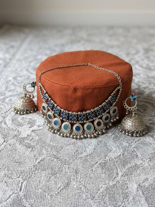 Traditional Kashmiri Inspired Kasaba Cap | Afghani Style With Headpiece Jewelry
