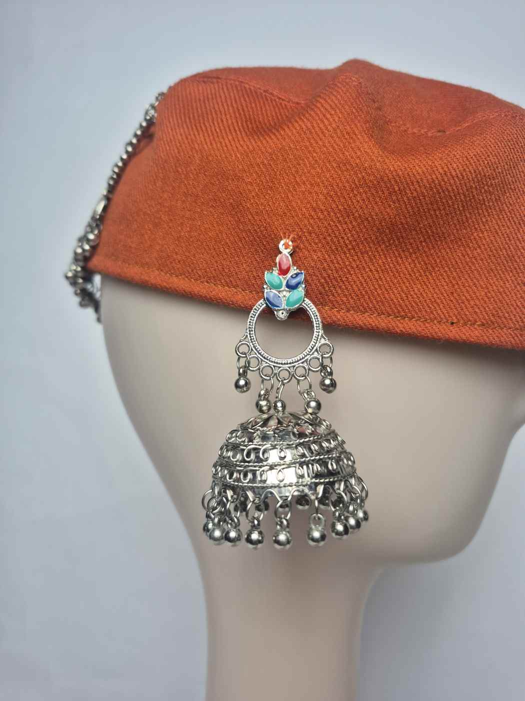 Traditional Kashmiri Inspired Kasaba Cap | Afghani Style With Headpiece Jewelry