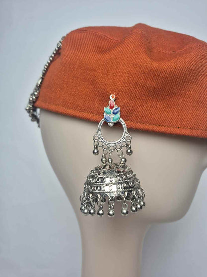 Traditional Kashmiri Inspired Kasaba Cap | Afghani Style With Headpiece Jewelry