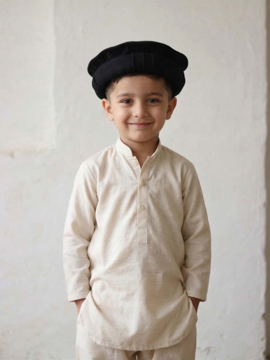Kids pakol cap in black