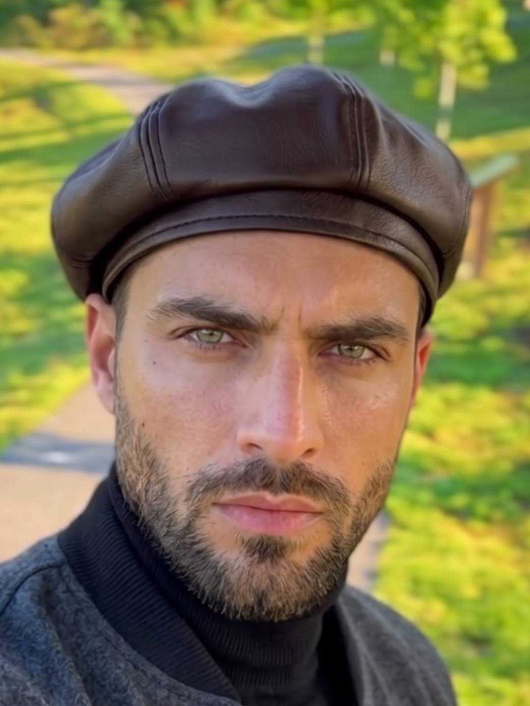 Leather Round Beret Cap | Brimless and Baggy Style