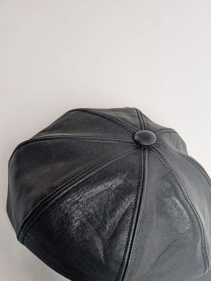 Leather Round Beret Cap | Brimless and Baggy Style
