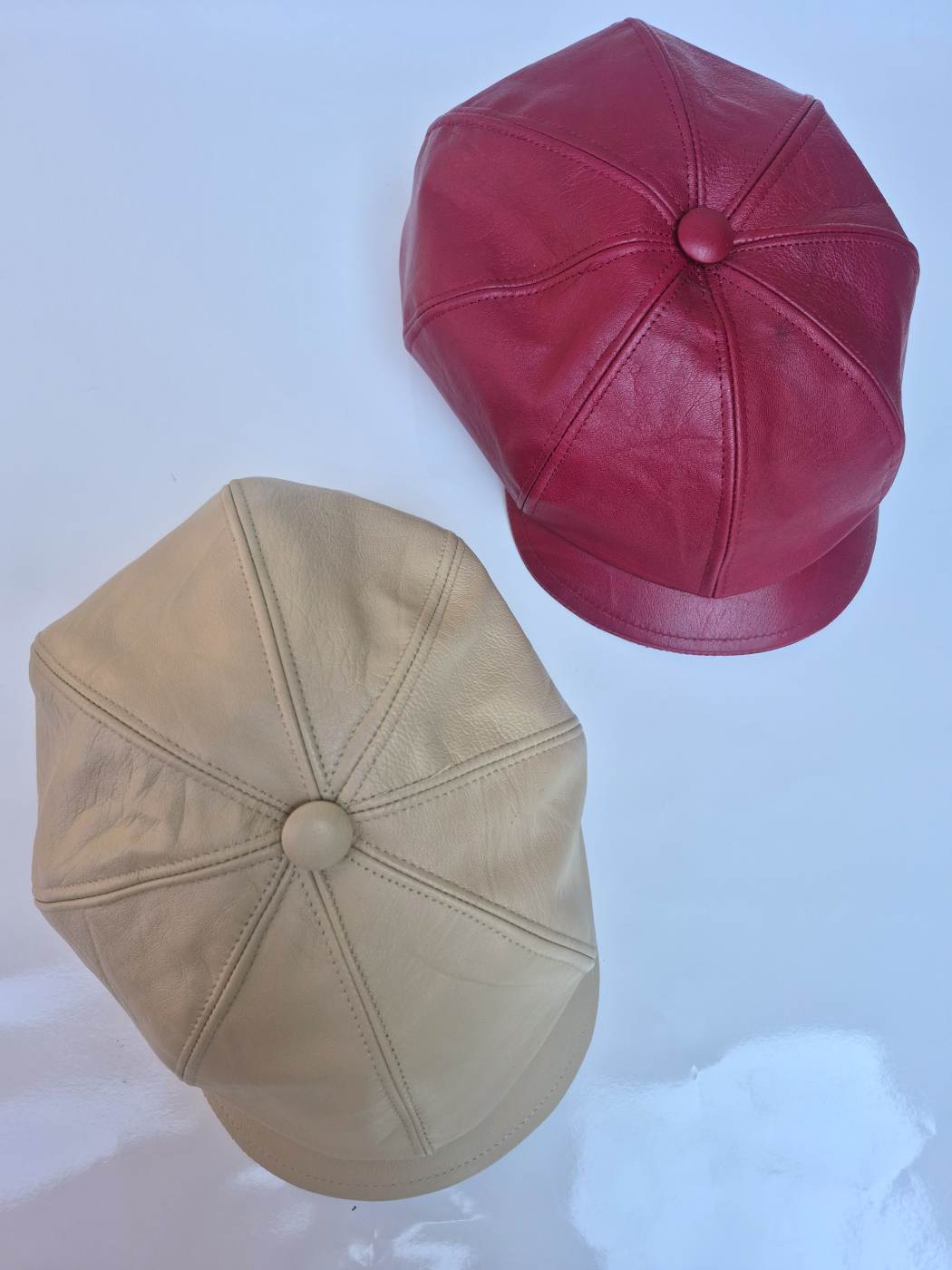 Leather French Baggy Cap in Newsboy Style