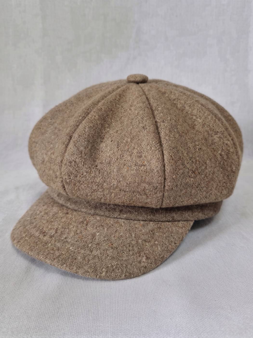 Light Brown Newsboy Baggy Cap in Wool