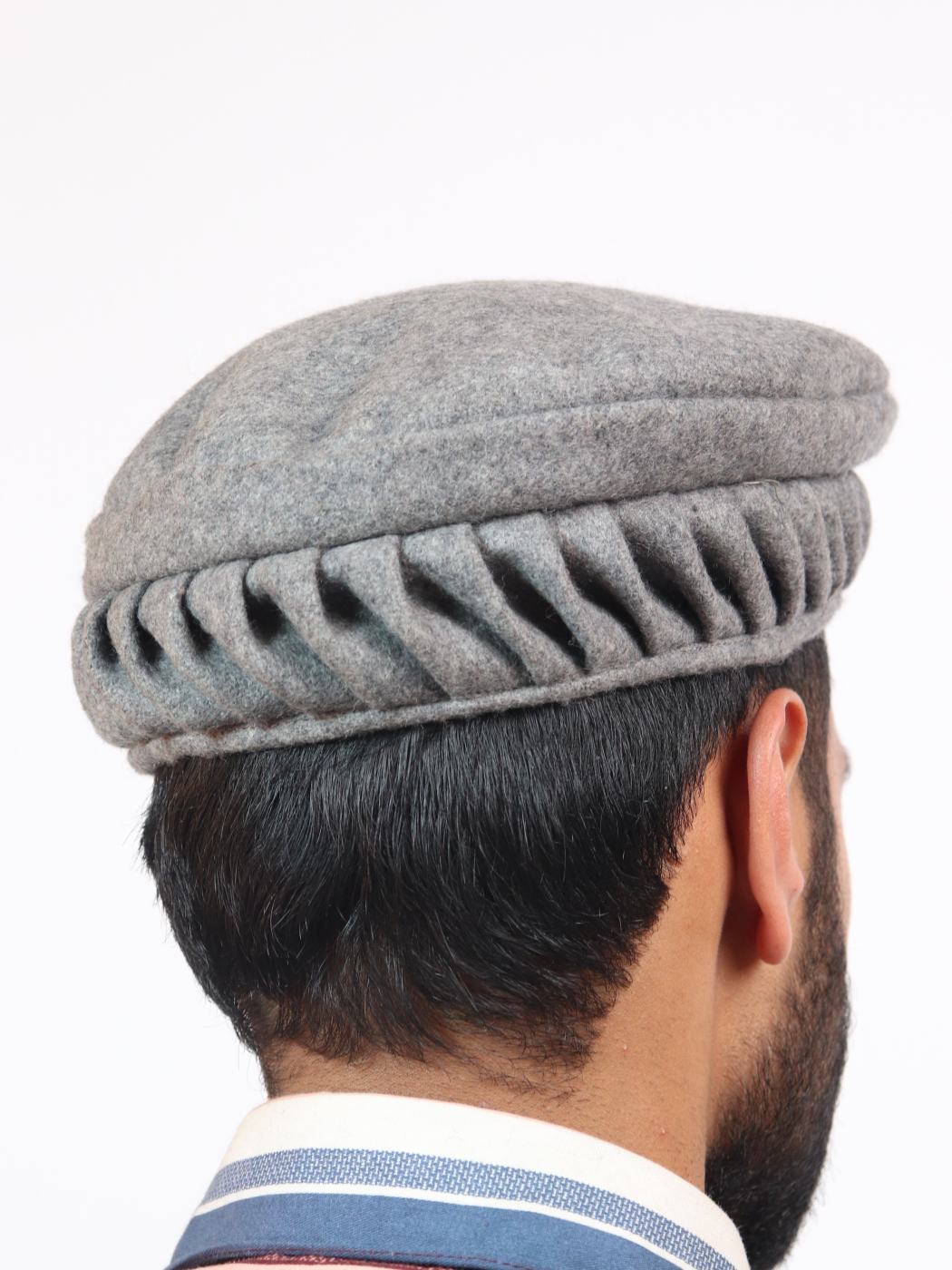 Pathani Hat- Light Grey Twisted Pakol Cap
