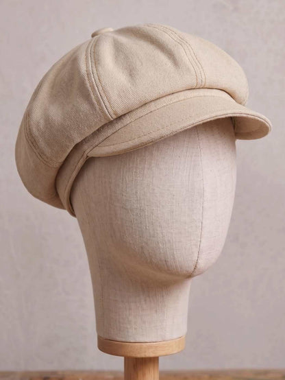 Linen Cotton Newsboy Cap - French Headwear for Summer