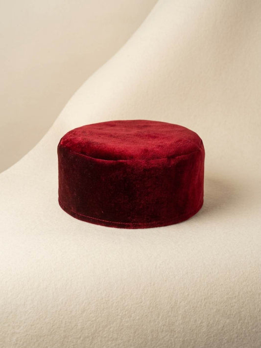 Plain Maroon Velvet Cap | Lightweight, Fits in Pocket, Foldable