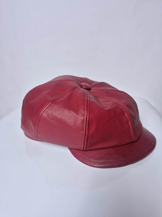 Leather Cap in Newsboy French Baggy Style