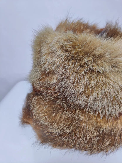 Raunaq Light Brown Cap in Mink Fur