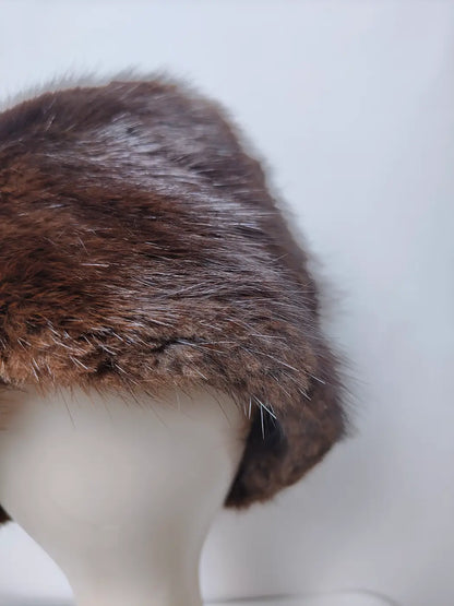 Dark Brown Cap in Mehkab Mink Fur