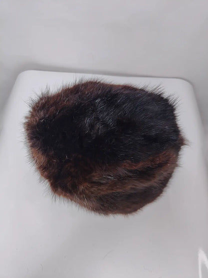 Dark Brown Cap in Mehkab Mink Fur