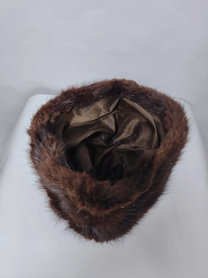 Dark Brown Cap in Mehkab Mink Fur