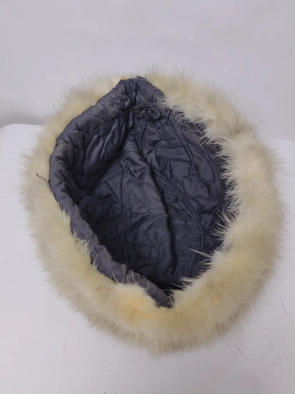 Nadees Cream Cap in Mink Fur