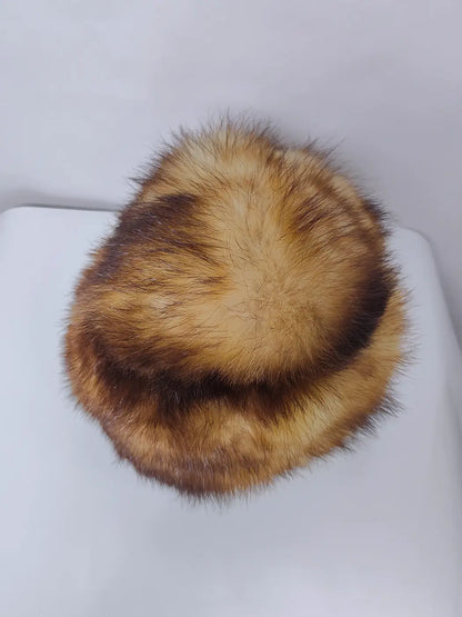 Sqarzameen Brown-Cream Cap in Mink Fur