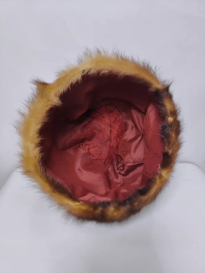 Sqarzameen Brown-Cream Cap in Mink Fur