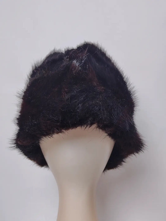 black cap in mink fur