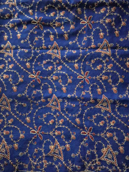 Blue Kashmiri Cap With Machine Sozni Work in Toosha | Munawar