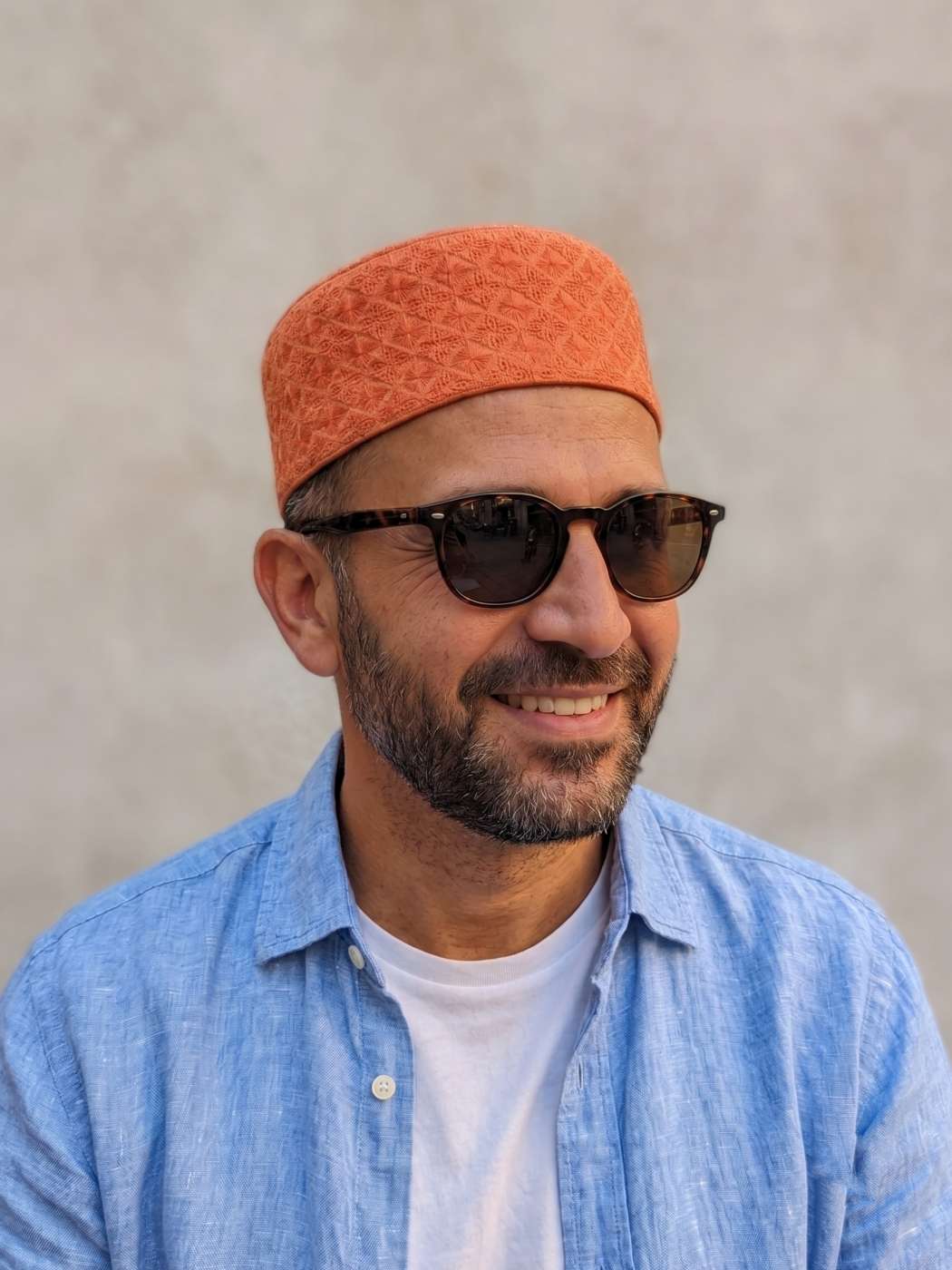 Orange Cotton Cap for Summer in Hakooba Embroidery