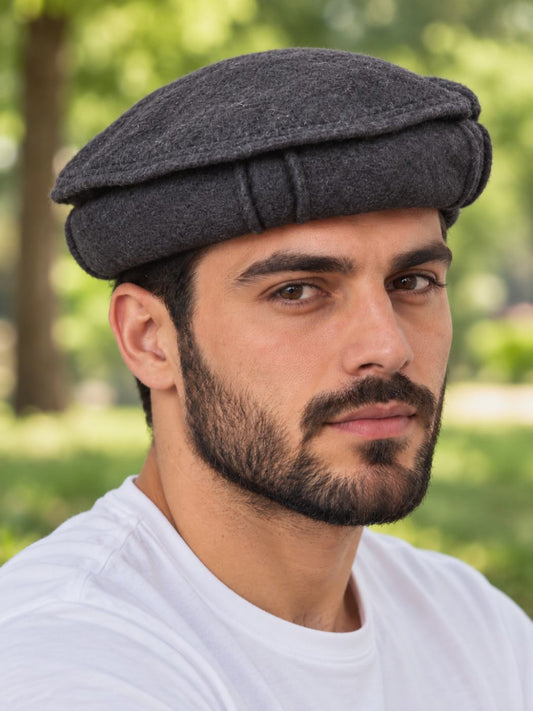 Dark Grey Pakol Cap – Handmade Traditional Afghani Style