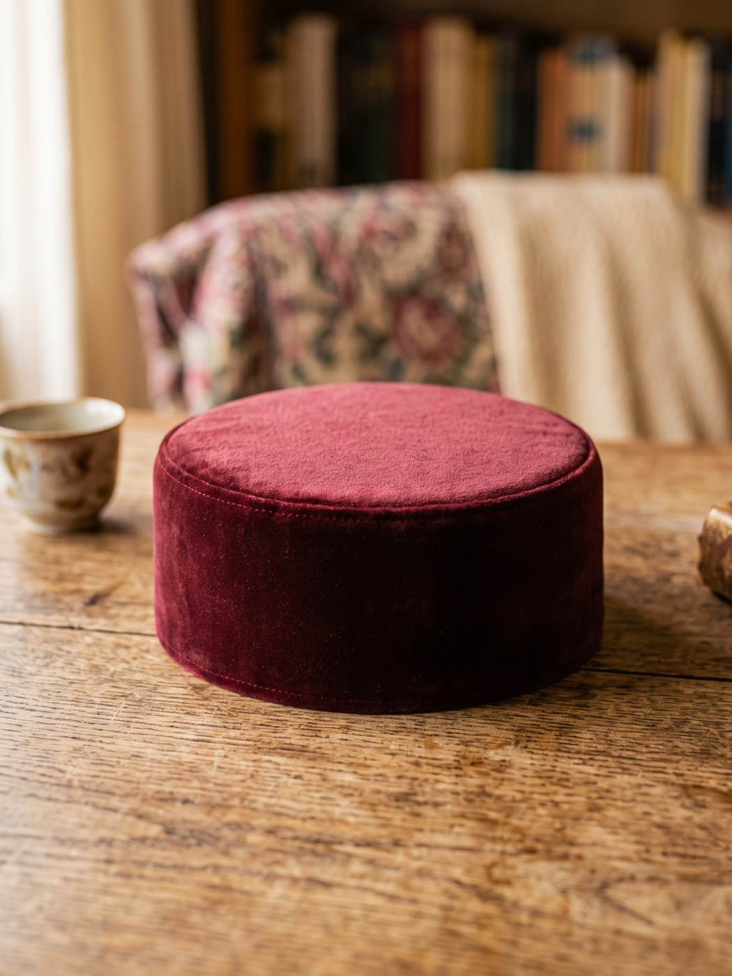 Plain Maroon Velvet Cap