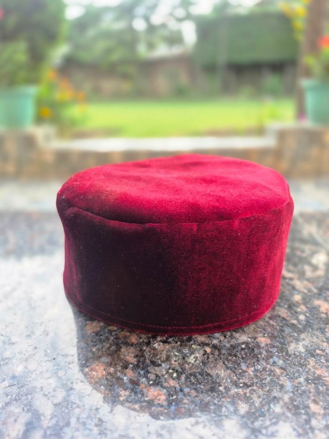 Plain Maroon Velvet Cap | Lightweight, Fits in Pocket, Foldable