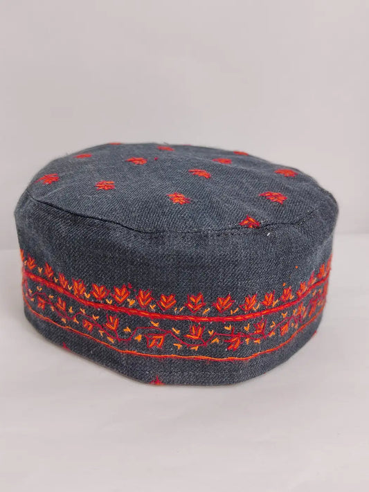 premium wool traditional cap with sozni embroidery 