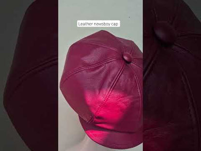 Leather Cap in Newsboy French Baggy Style