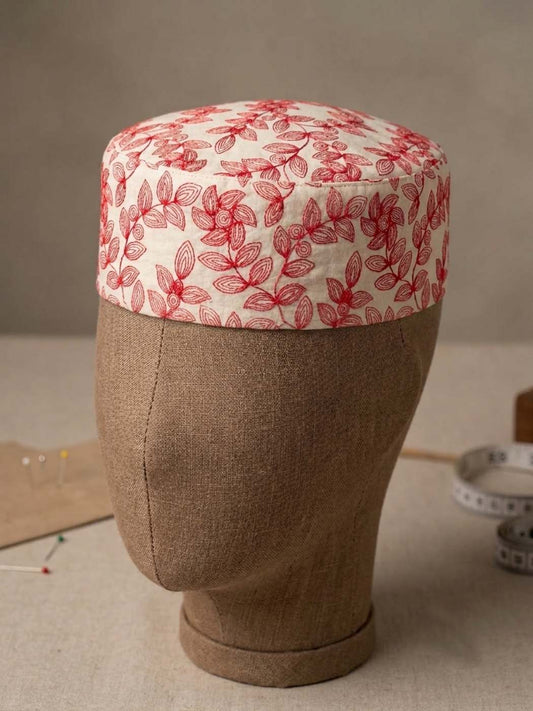white floral cap in cotton