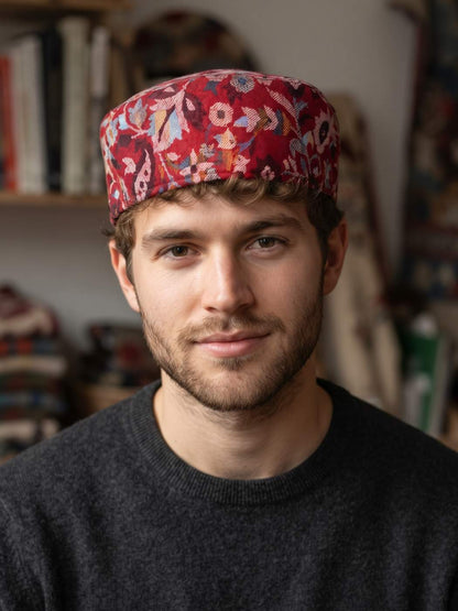 Red Kashmiri Mens Kani Cap Red | Abdullah