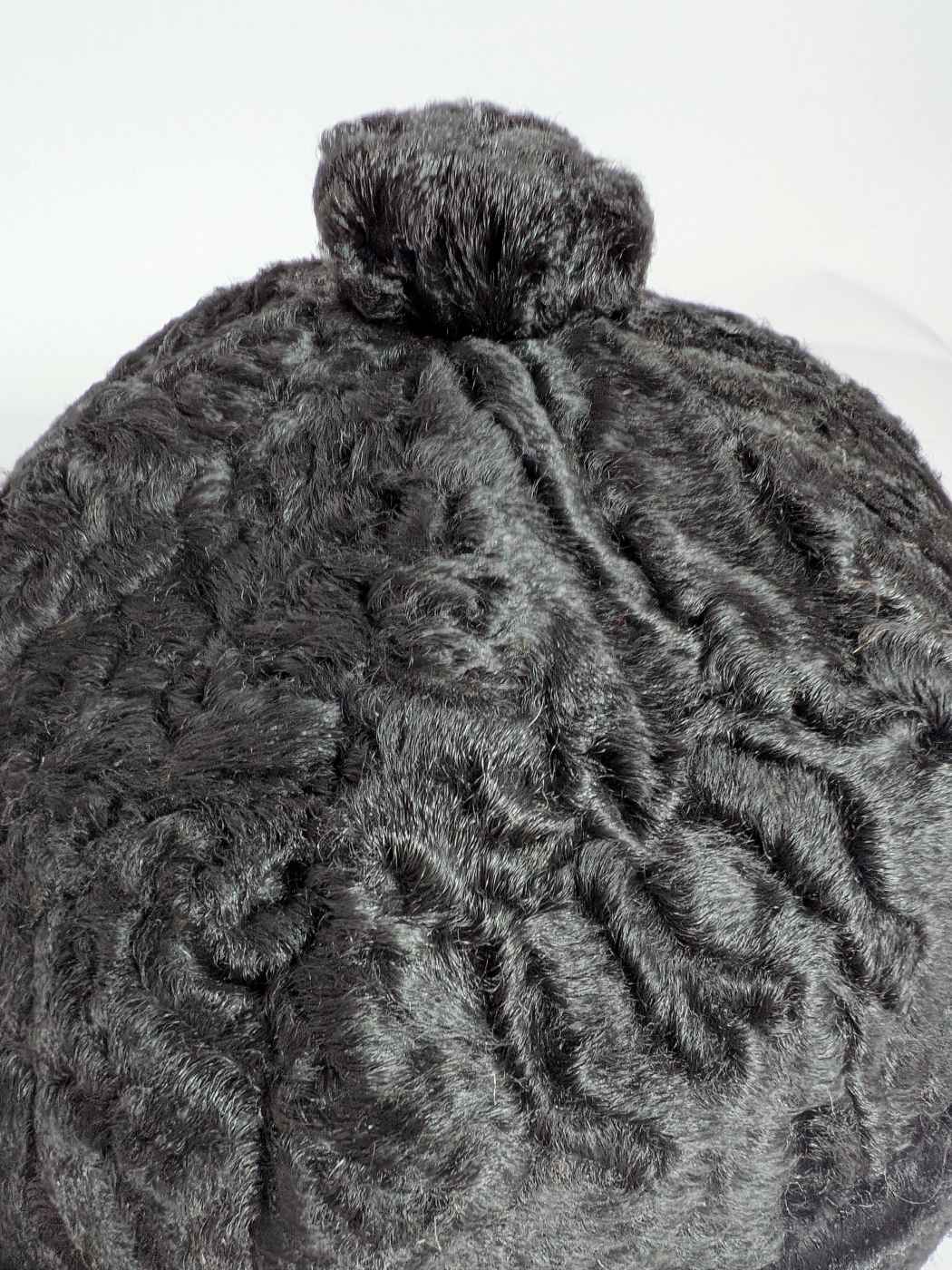 Round Black Karakul Cap | Bucket or Beanie Cap | Ambassadors Hat With Natural Fur