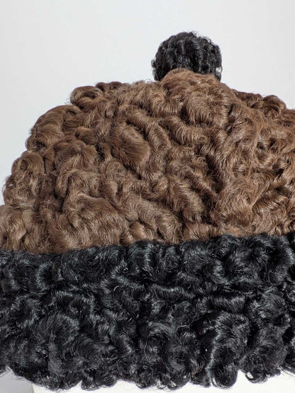 Round Black and Brown Karakul Cap