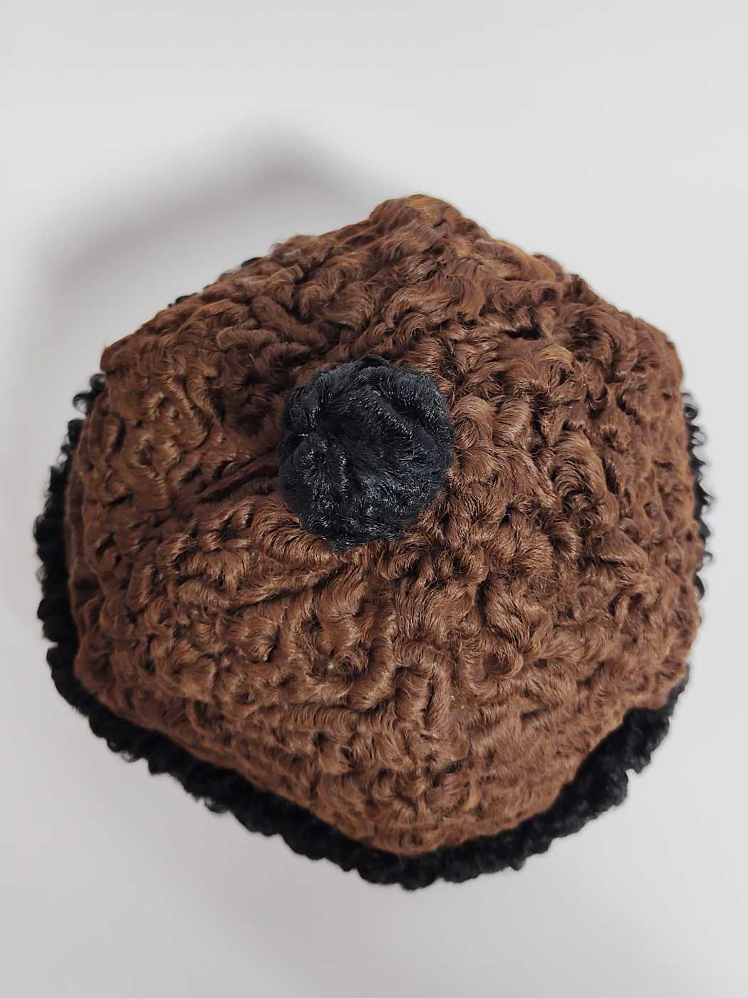Round Black and Brown Karakul Cap