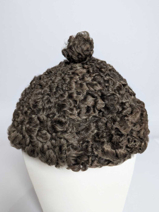 Round Brown Karakul Beanie Cap | Ambassadors Hat With Natural Fur