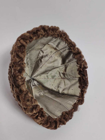 Round Brown Karakul Beanie Cap | Ambassadors Hat With Natural Fur