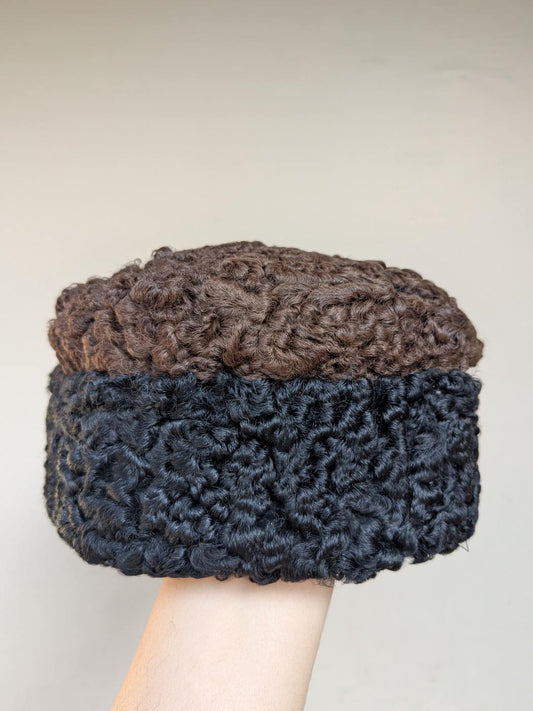 Round Karakul Cap Diplomat | Brown Black