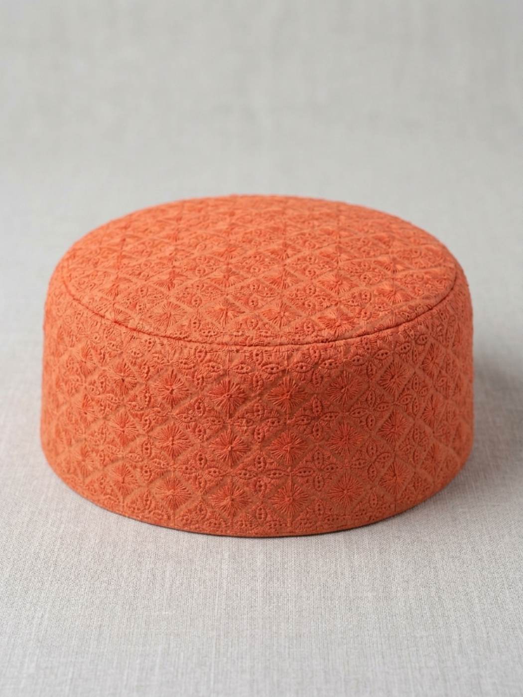 Premium Saffron Cotton Cap for Summer in Hakooba Embroidery | Breathable, Foldable, and Lightweight