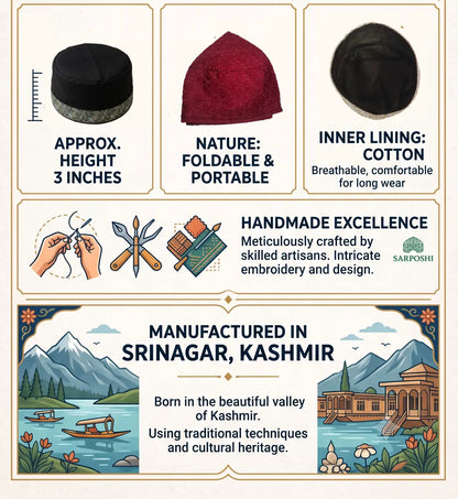 Premium Black Cotton Cap for Summer in Floral Embroidery