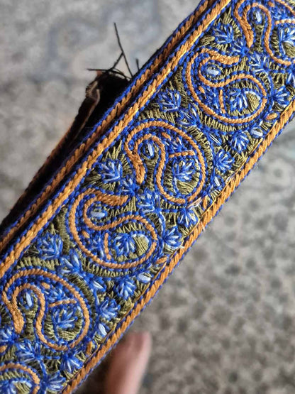Round Cap in Toosha Fabric With Sozni Embroidery Border