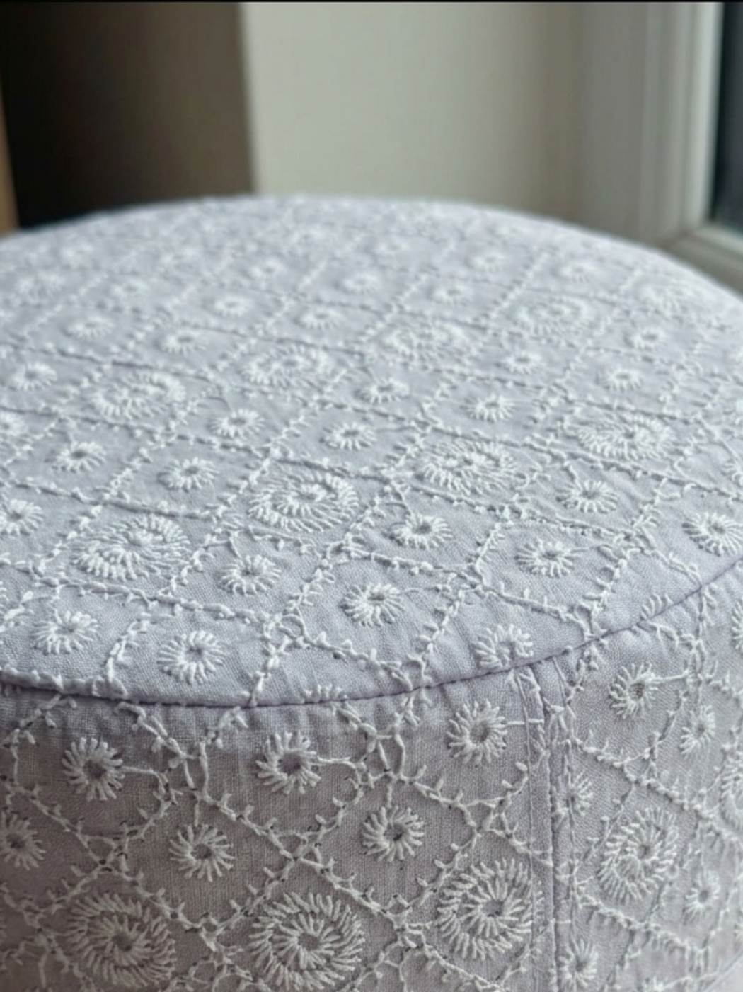 Grey and White Cotton Cap for Summer | Chikan Embroidery