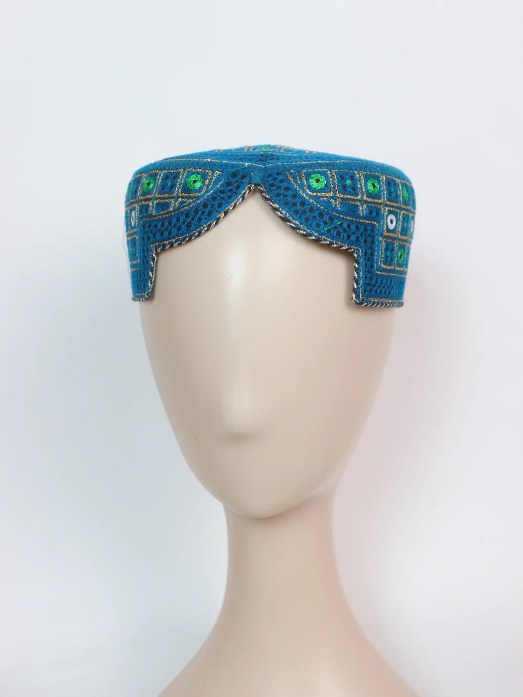 Shahid Blue Sindhi Cap | Traditional Embroidered Topi