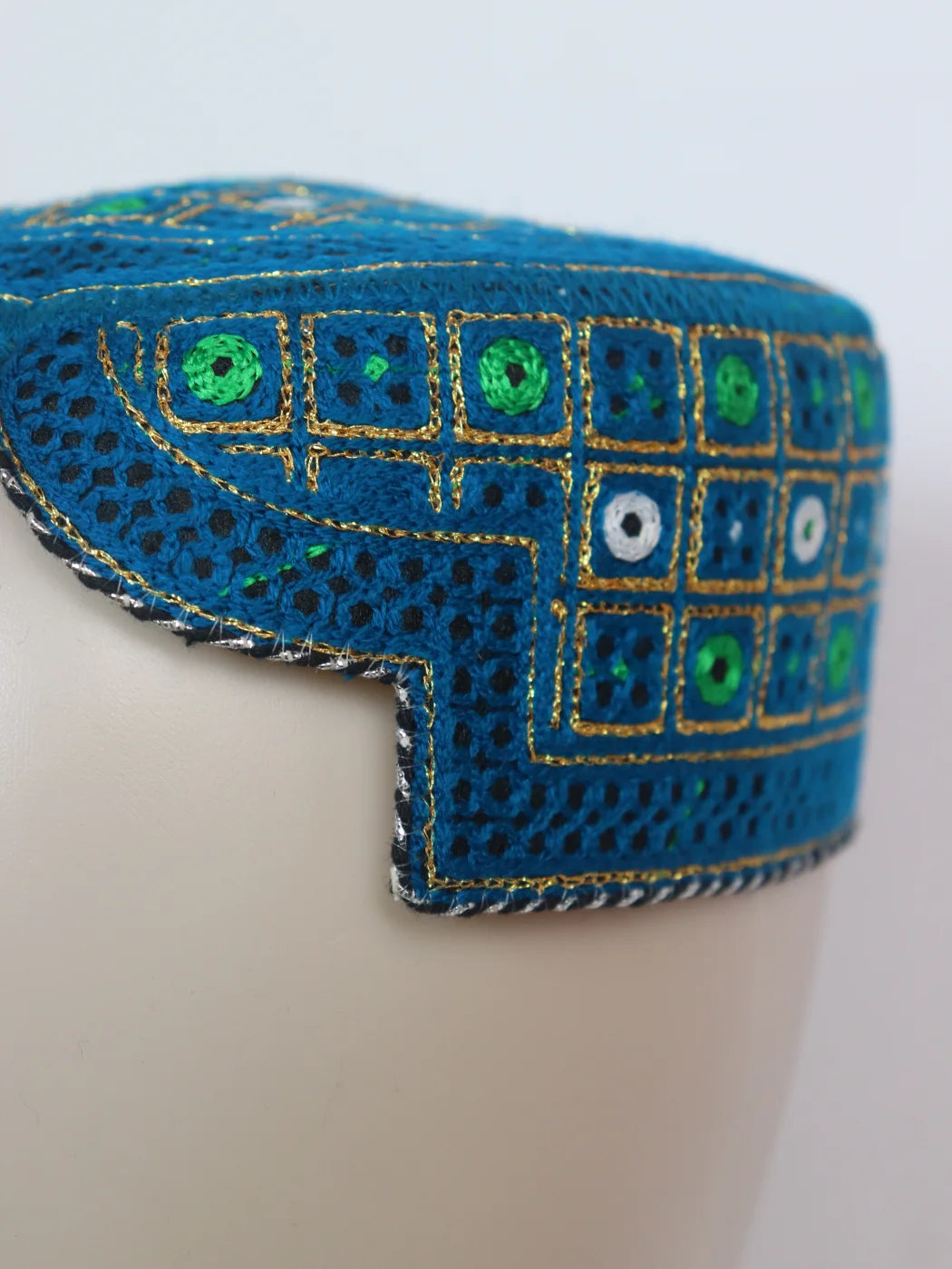 Shahid Blue Sindhi Cap | Traditional Embroidered Topi