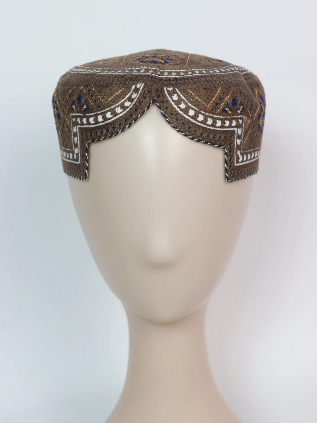 Brown Traditional Sindhi Cap | Topi With Embroidery Shadab